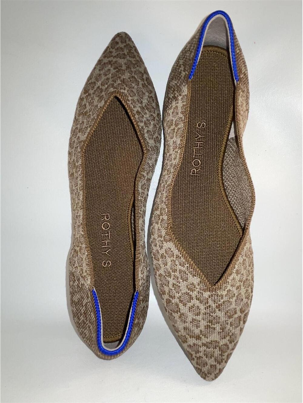 Rothy's Pointer Spotted Brown Cat Women's Shoes Flats Loafers Slip Size 7.5 New
